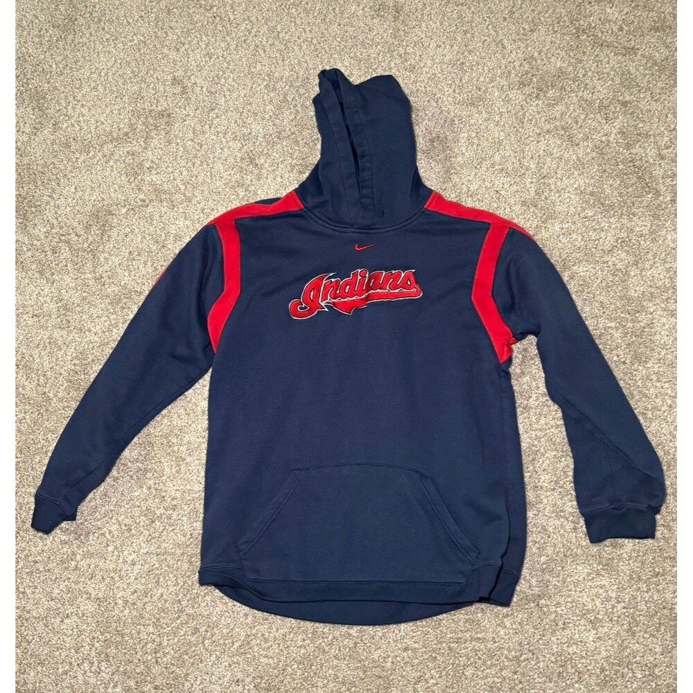 Nike Cleveland Indians MLB Baseball Pullover Hoodie Blue/Red Size Youth XL